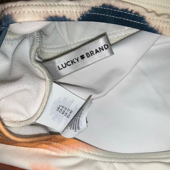 Lucky Brand Tie Dye Open Back Fringe Tie Front Tankini: M - Picture 8 of 8